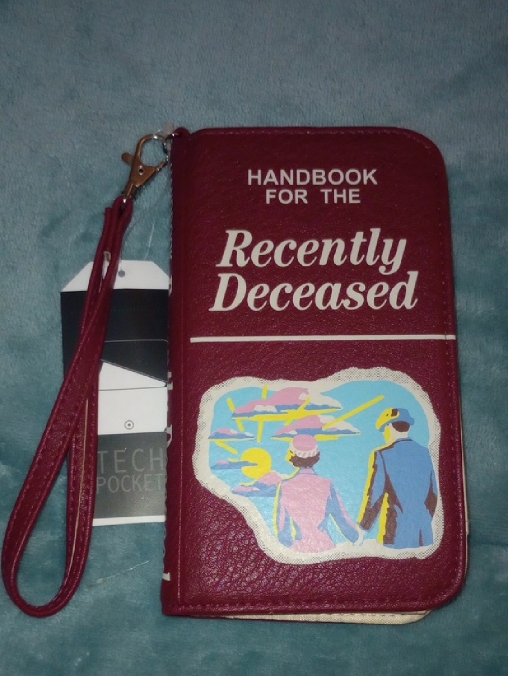 Handbook For The Recently Deceased Wristlet Wallet/ phone Holder- Burgundy